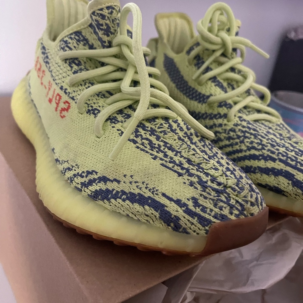 Yeezy Boost 350 V2 in Lime and Navy
